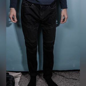 True religion Men’s black skinny moto jeans slim fit size 32